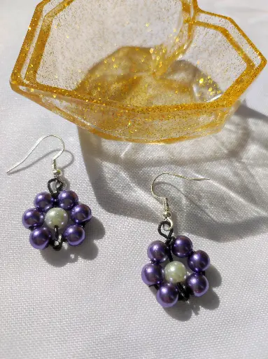 [240a] Boucles d'oreilles Fantaisie thème Fleur