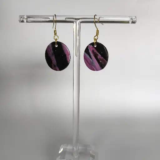 [672] Boucles d'oreilles en pâte Fimo Ovale Marbré