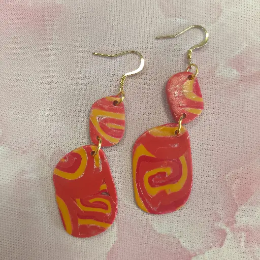 [697] Boucles d'oreilles en pâte Fimo Marbré