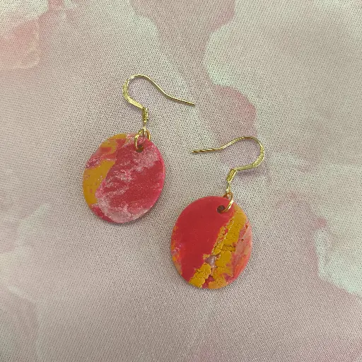 [710] Boucles d'oreilles en pâte Fimo Marbré