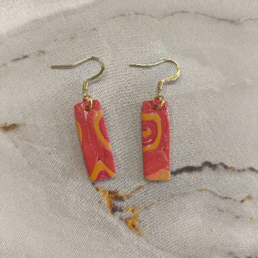 [714] Boucles d'oreilles en pâte Fimo Marbré