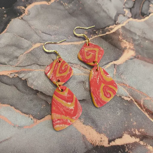 [715] Boucles d'oreilles en pâte Fimo Marbré
