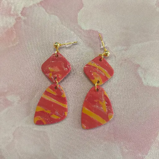 [738] Boucles d'oreilles en pâte Fimo Marbré