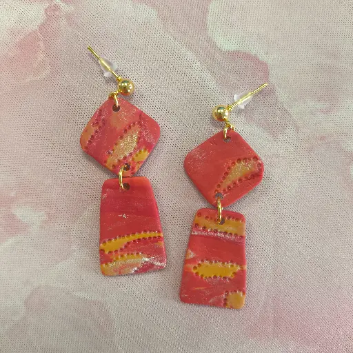 [739] Boucles d'oreilles en pâte Fimo Marbré