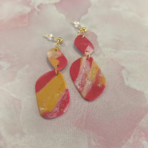 [740] Boucles d'oreilles en pâte Fimo Marbré