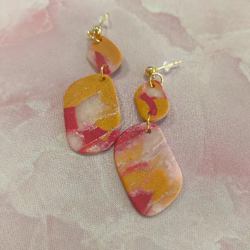 [741] Boucles d'oreilles en pâte Fimo Marbré