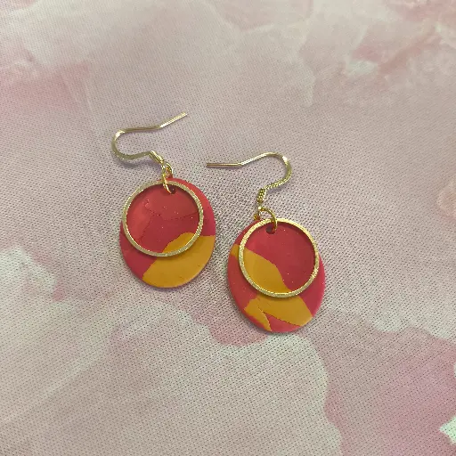 [705] Boucles d'oreilles en pâte Fimo Marbré