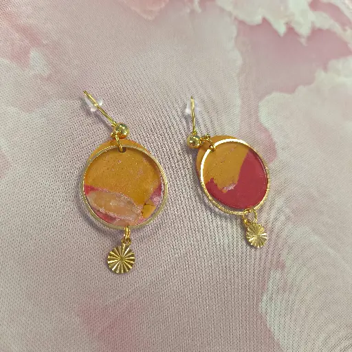 [716] Boucles d'oreilles en pâte Fimo Marbré