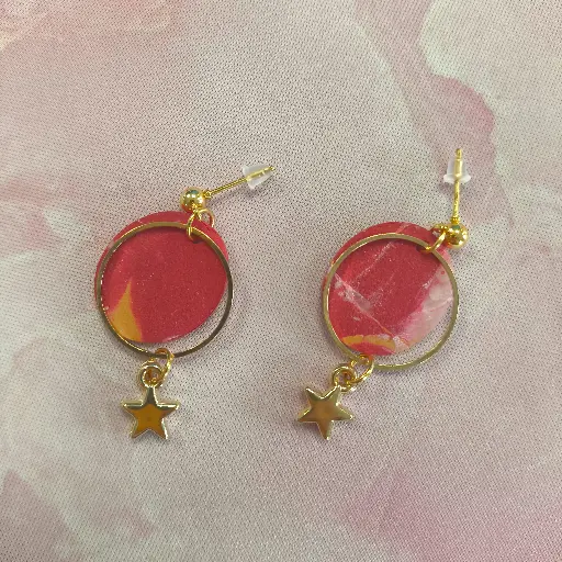 [717] Boucles d'oreilles en pâte Fimo Marbré