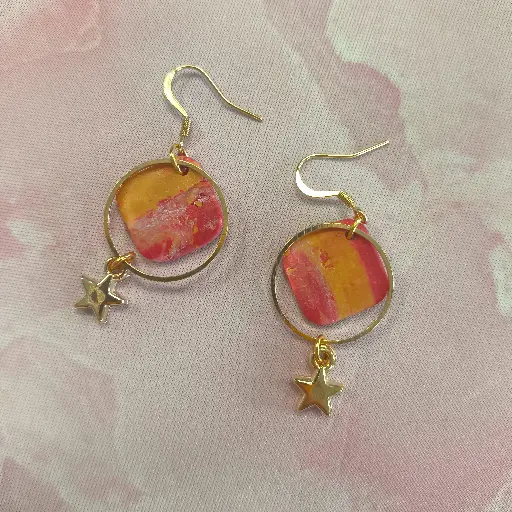 [718] Boucles d'oreilles en pâte Fimo Marbré