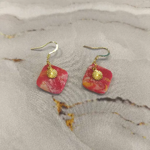 [720] Boucles d'oreilles en pâte Fimo Marbré
