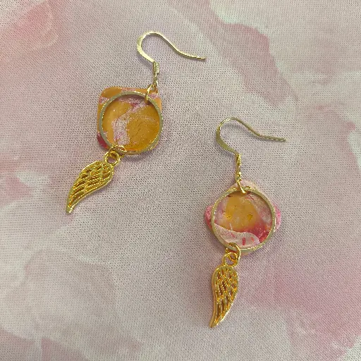 [721] Boucles d'oreilles en pâte Fimo Marbré