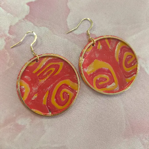 [727] Boucles d'oreilles en pâte Fimo Marbré