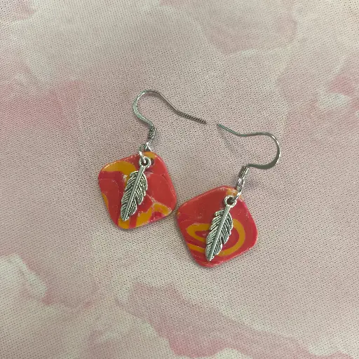 [698] Boucles d'oreilles en pâte Fimo Marbré