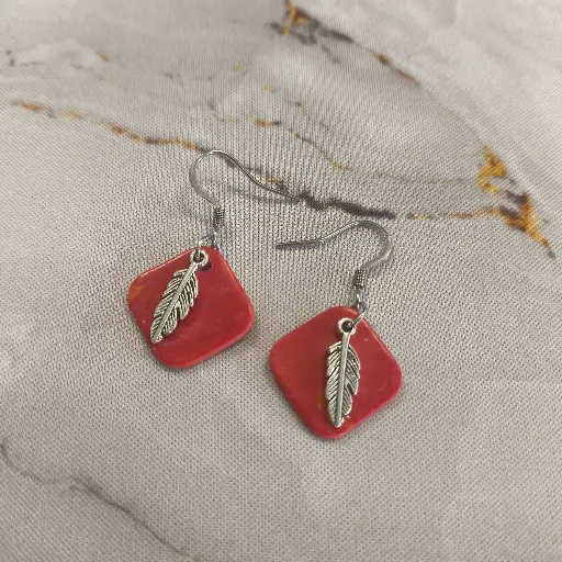 [700] Boucles d'oreilles en pâte Fimo Marbré