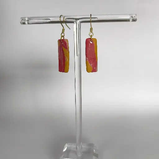 [669] Boucles d'oreilles en pâte Fimo Rectangulaire