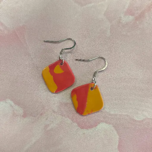 [699] Boucles d'oreilles en pâte Fimo Marbré