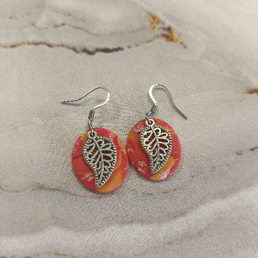 [706] Boucles d'oreilles en pâte Fimo Marbré