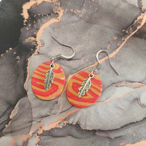 [707] Boucles d'oreilles en pâte Fimo Marbré