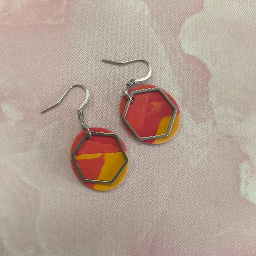 [711] Boucles d'oreilles en pâte Fimo Marbré