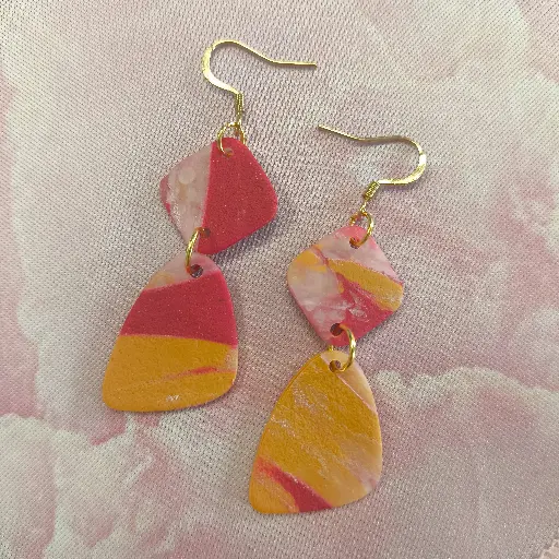 [712] Boucles d'oreilles en pâte Fimo Marbré