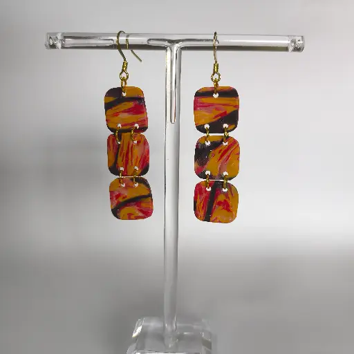 [668] Boucles d'oreilles en pâte Fimo Triptyque