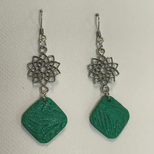 [743] Boucles d'oreilles en pâte Fimo avec Breloque