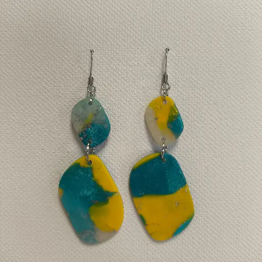 [749] Boucles d'oreilles en pâte Fimo Marbré