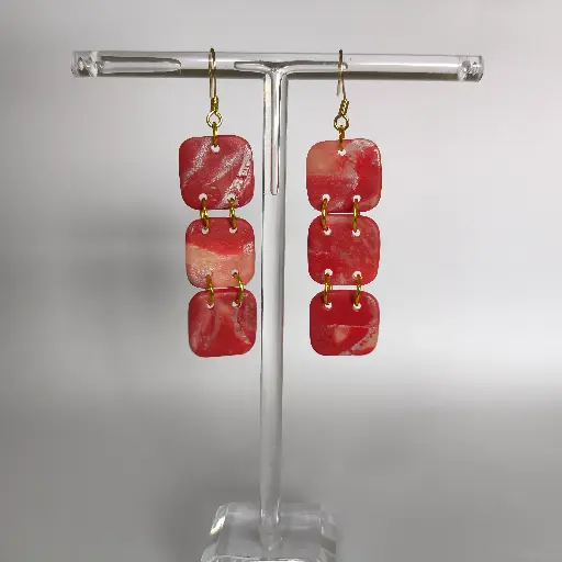 [667] Boucles d'oreilles en pâte Fimo Triptyque