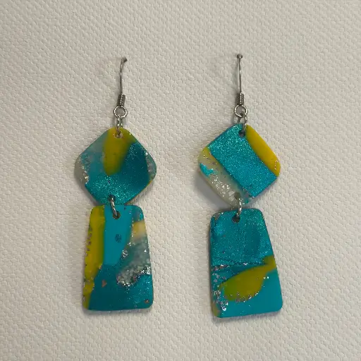 [756] Boucles d'oreilles en pâte Fimo Marbré