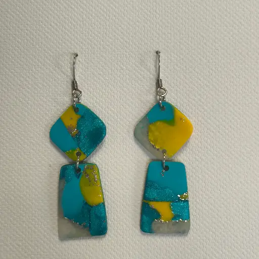 [759] Boucles d'oreilles en pâte Fimo Marbré