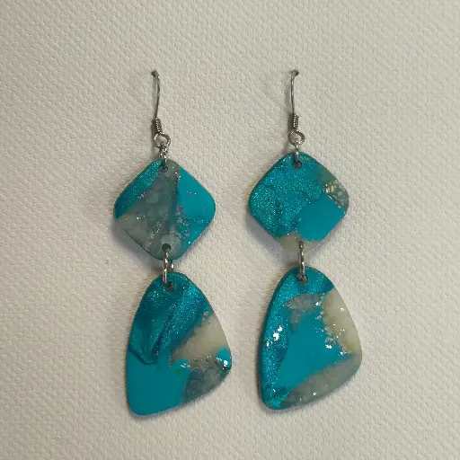 [758] Boucles d'oreilles en pâte Fimo Marbré