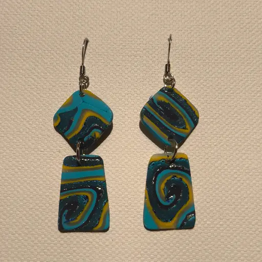 [769] Boucles d'oreilles en pâte Fimo Marbré
