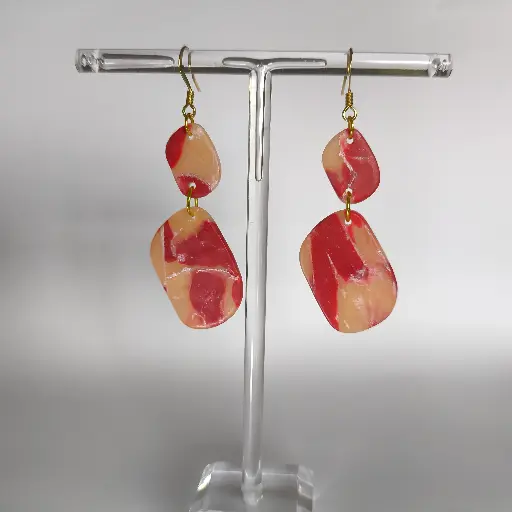 [665] Boucles d'oreilles en pâte Fimo Marbré