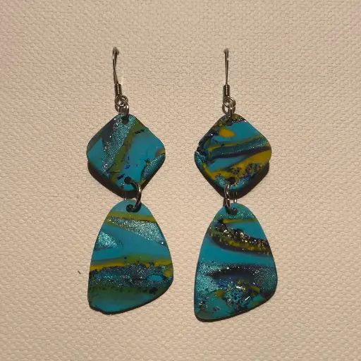[771] Boucles d'oreilles en pâte Fimo Marbré