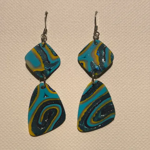 [772] Boucles d'oreilles en pâte Fimo Marbré