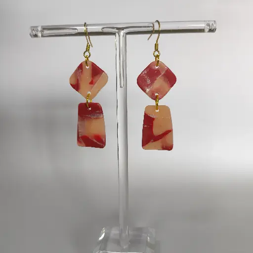 [663] Boucles d'oreilles en pâte Fimo Marbré