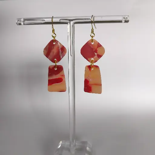 [662] Boucles d'oreilles en pâte Fimo Marbré