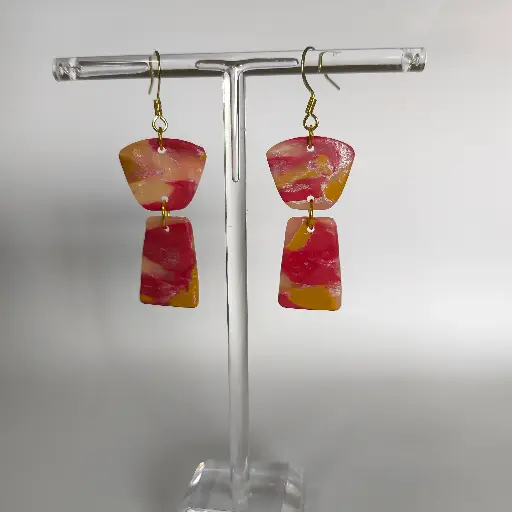 [661] Boucles d'oreilles en pâte Fimo Marbré