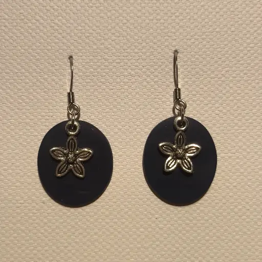 [796] Boucles d'oreilles en pâte Fimo Bleue avec Breloque