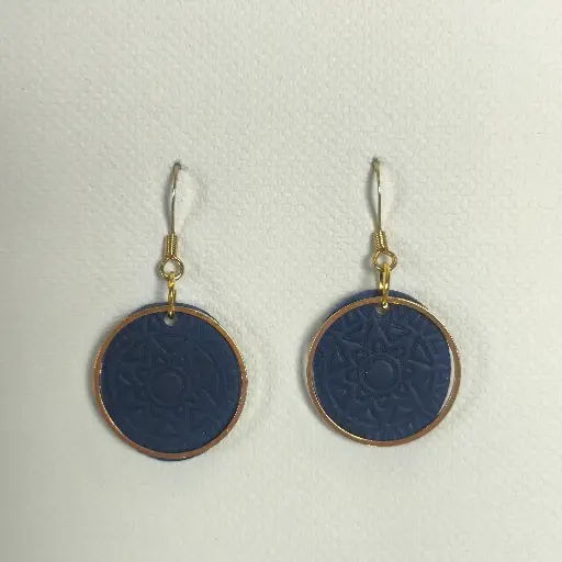 [803] Boucles d'oreilles en pâte Fimo Bleue 