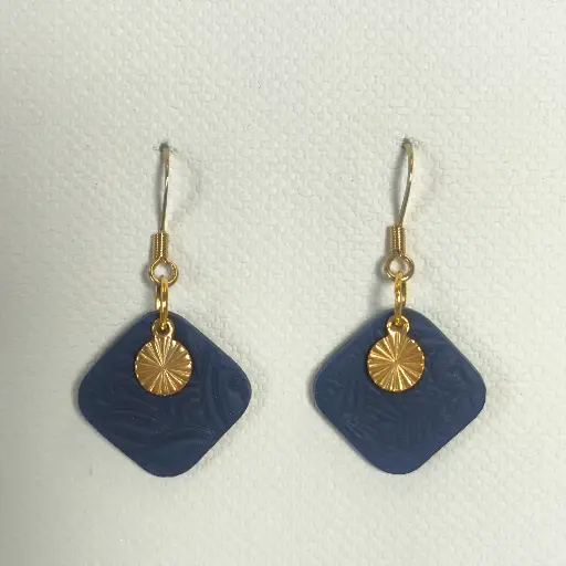 [805] Boucles d'oreilles en pâte Fimo Bleue 
