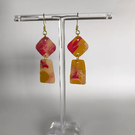 [660] Boucles d'oreilles en pâte Fimo Marbré
