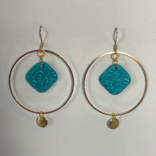[812] Boucles d'oreilles en pâte Fimo Bleue