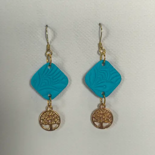 [815] Boucles d'oreilles en pâte Fimo Bleue