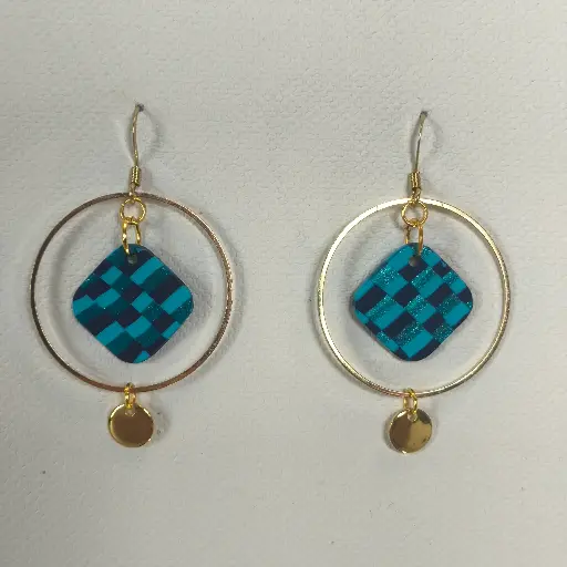 [825] Boucles d'oreilles en pâte Fimo Bleue