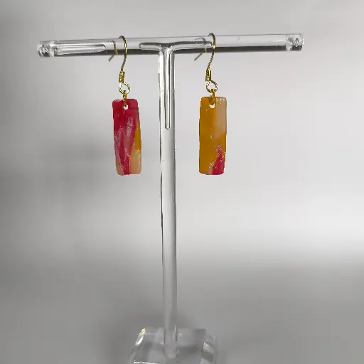 [659] Boucles d'oreilles en pâte Fimo Rectangulaire