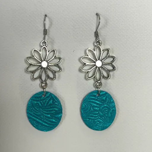 [816] Boucles d'oreilles en pâte Fimo Bleue