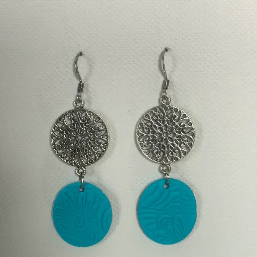 [817] Boucles d'oreilles en pâte Fimo Bleue