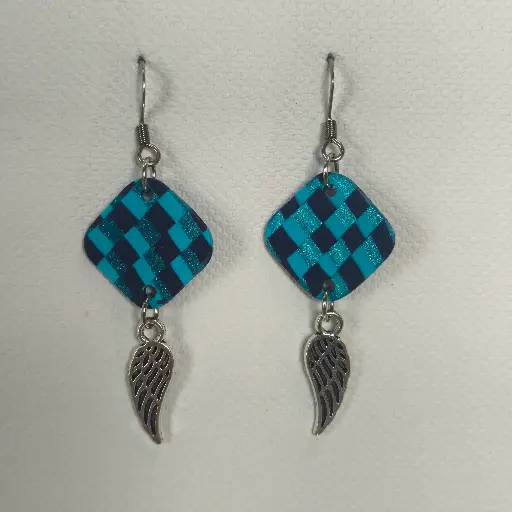 [824] Boucles d'oreilles en pâte Fimo Bleue 